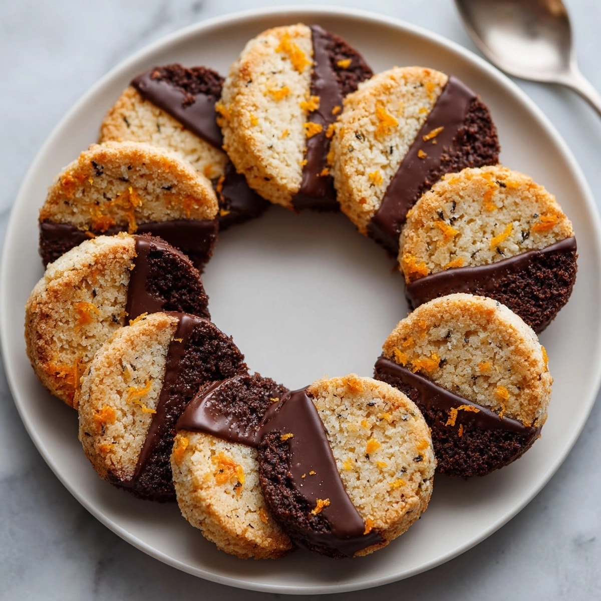 Delicious, rich Chocolate Dipped Orange Shortbread recipe; festive baking for a winter gathering.
