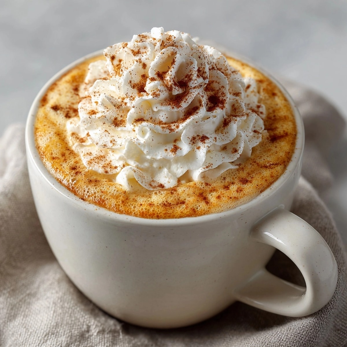 Homemade Pumpkin Spice Latte: rich pumpkin puree swirled in coffee, topped with whipped cream.