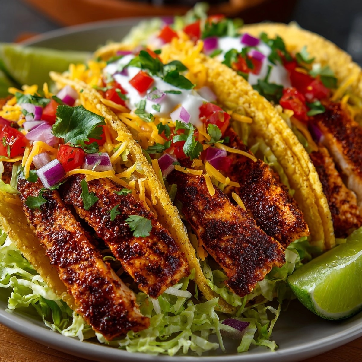 Assembled Quick Chicken Tacos: Warm tortillas overflowing with vibrant colors and fresh textures.