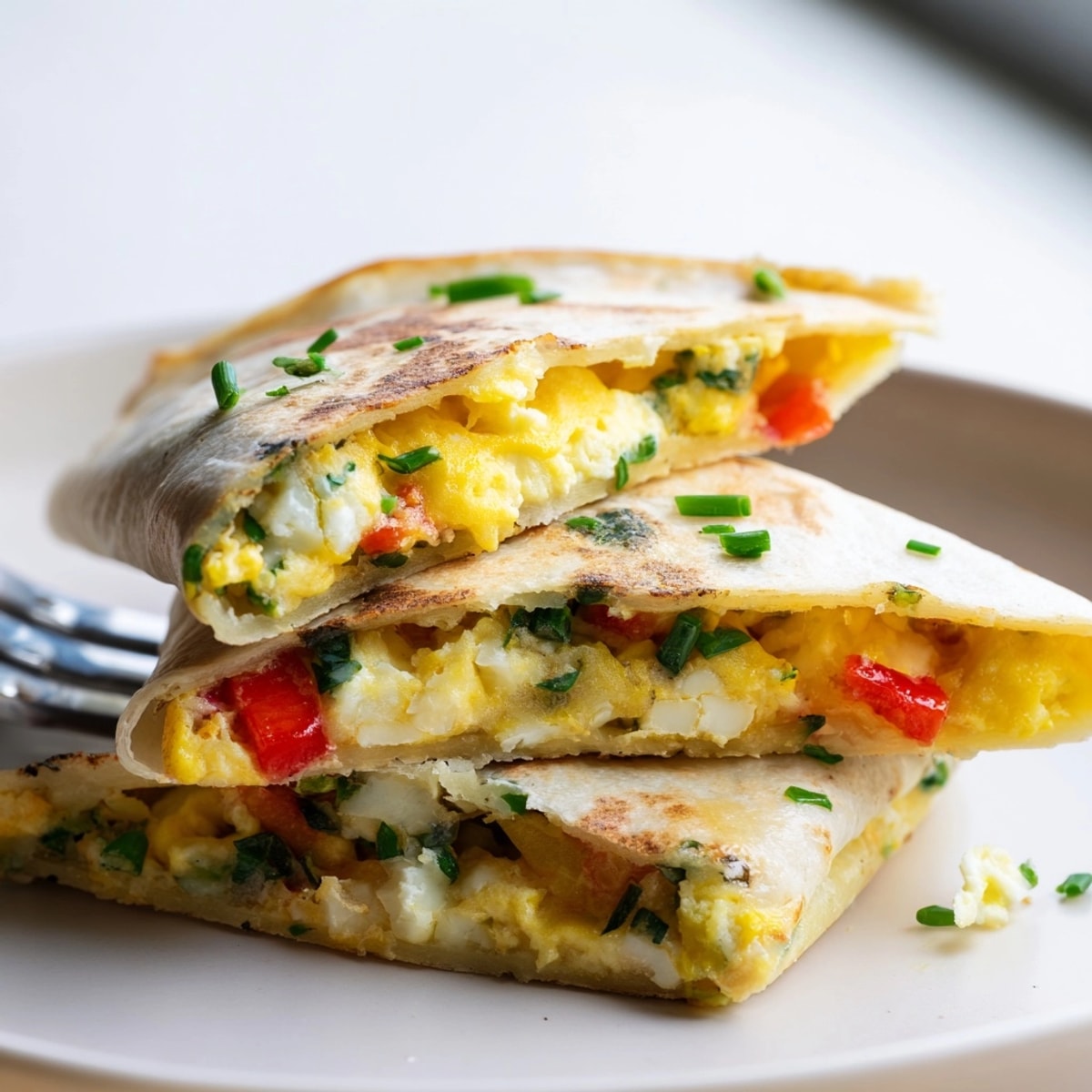 Golden Ricotta Cheddar Breakfast Quesadilla sizzling in a pan, cheese bubbling deliciously.