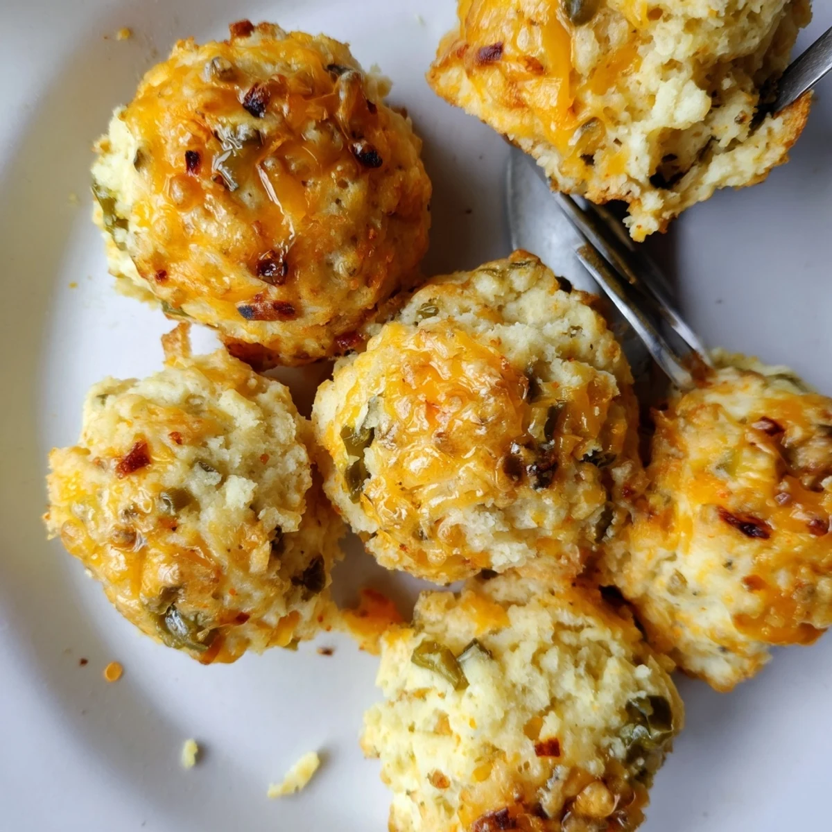 Savory biscuit muffin balls filled with jalapeños and cheddar, ideal for breakfast or appetizers.