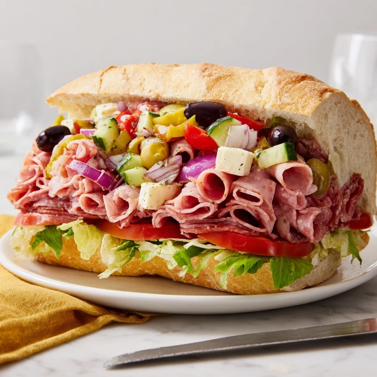 Vibrant Flavor Mash-Up Sandwich, featuring bold Italian flavors and a satisfying crunchy texture.