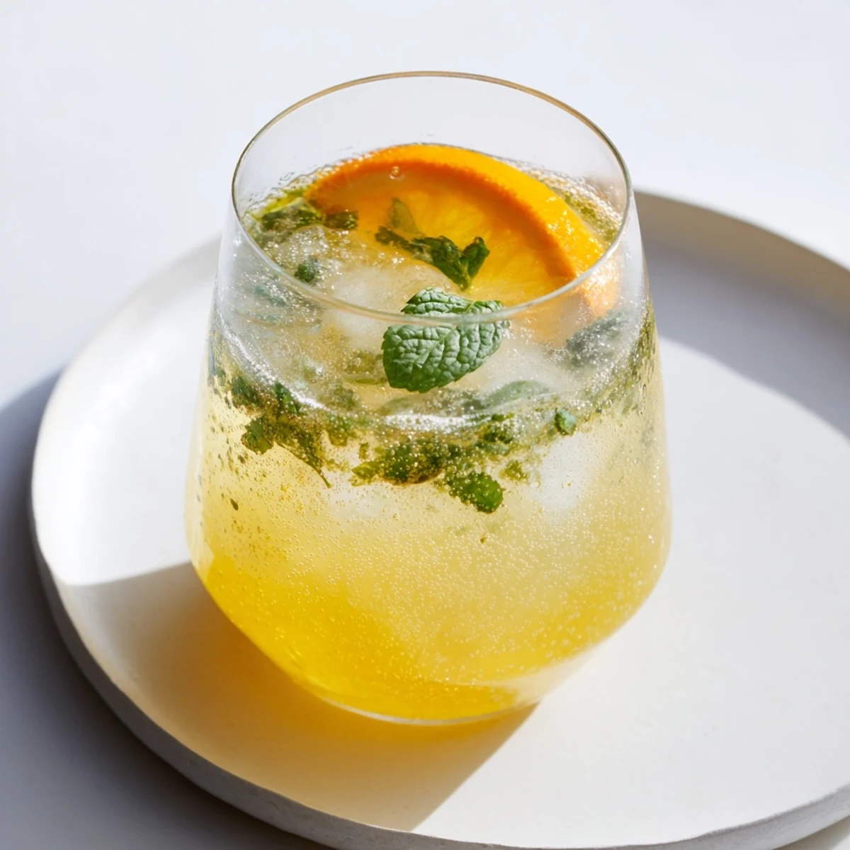 Sparkling probiotic soda mocktail featuring vibrant limes and mint for a zesty delight.