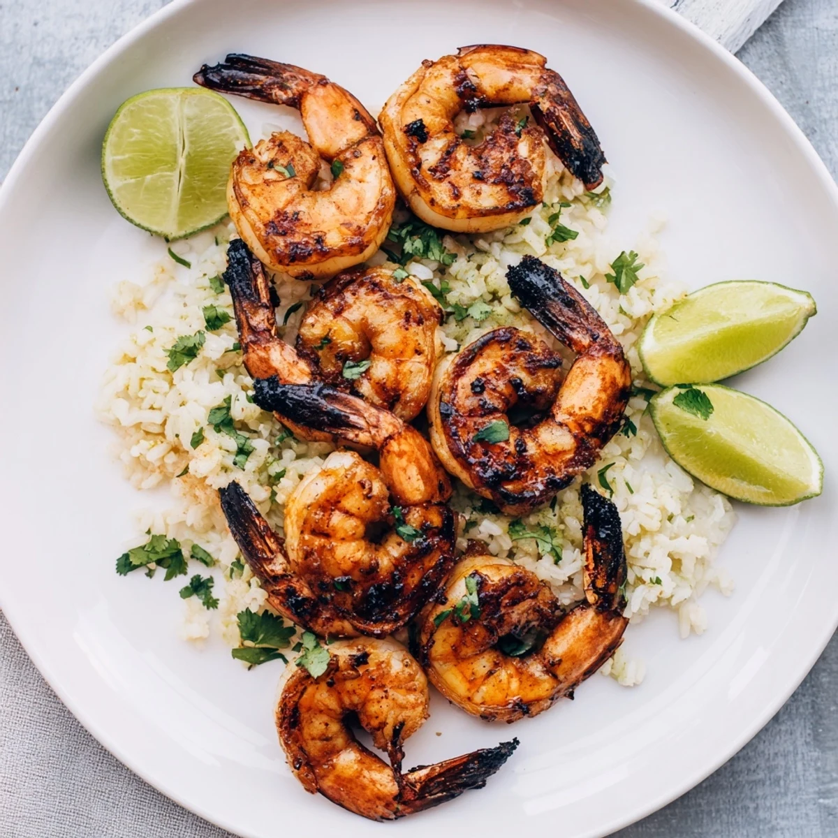 Smoky, grilled Chipotle Lime Shrimp & Rice served with fluffy rice, tempting and delicious.