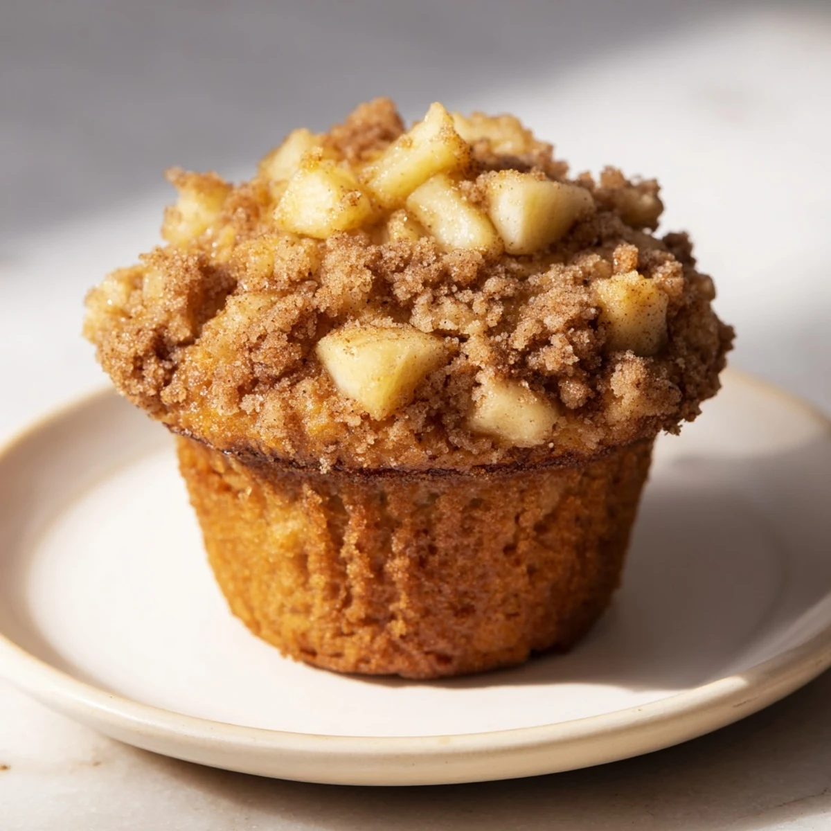 Golden, freshly baked cinnamon apple muffins, warm and inviting for a comforting treat.