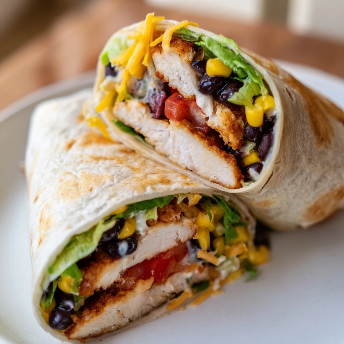 Steaming Southwest Chicken Wrap with golden-brown chicken and colorful vegetables, a flavorful lunch.