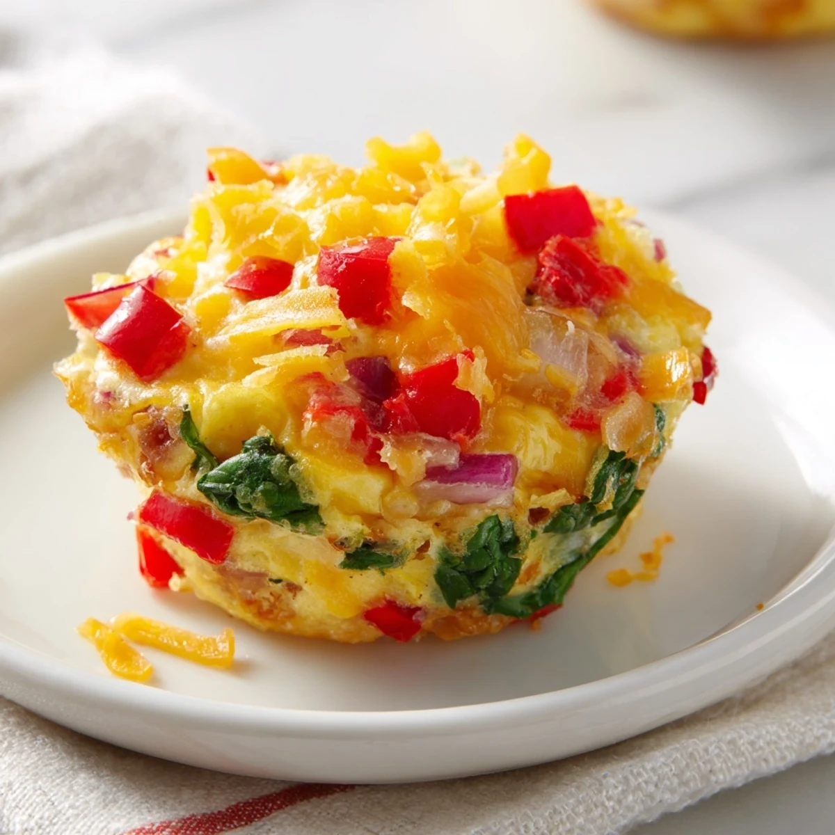 A muffin tin filled with delicious, savory Easy Christmas Morning Egg Muffins, perfect for a festive breakfast.