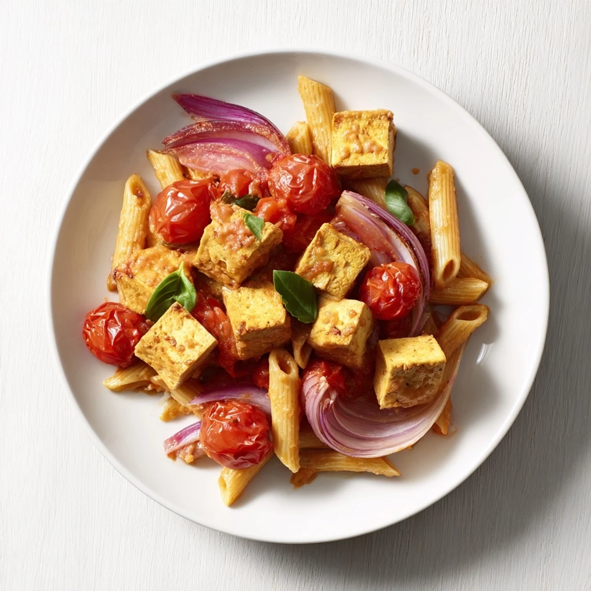 Hearty and delicious vegan baked tofu feta pasta, perfect for a cozy, dairy-free dinner.