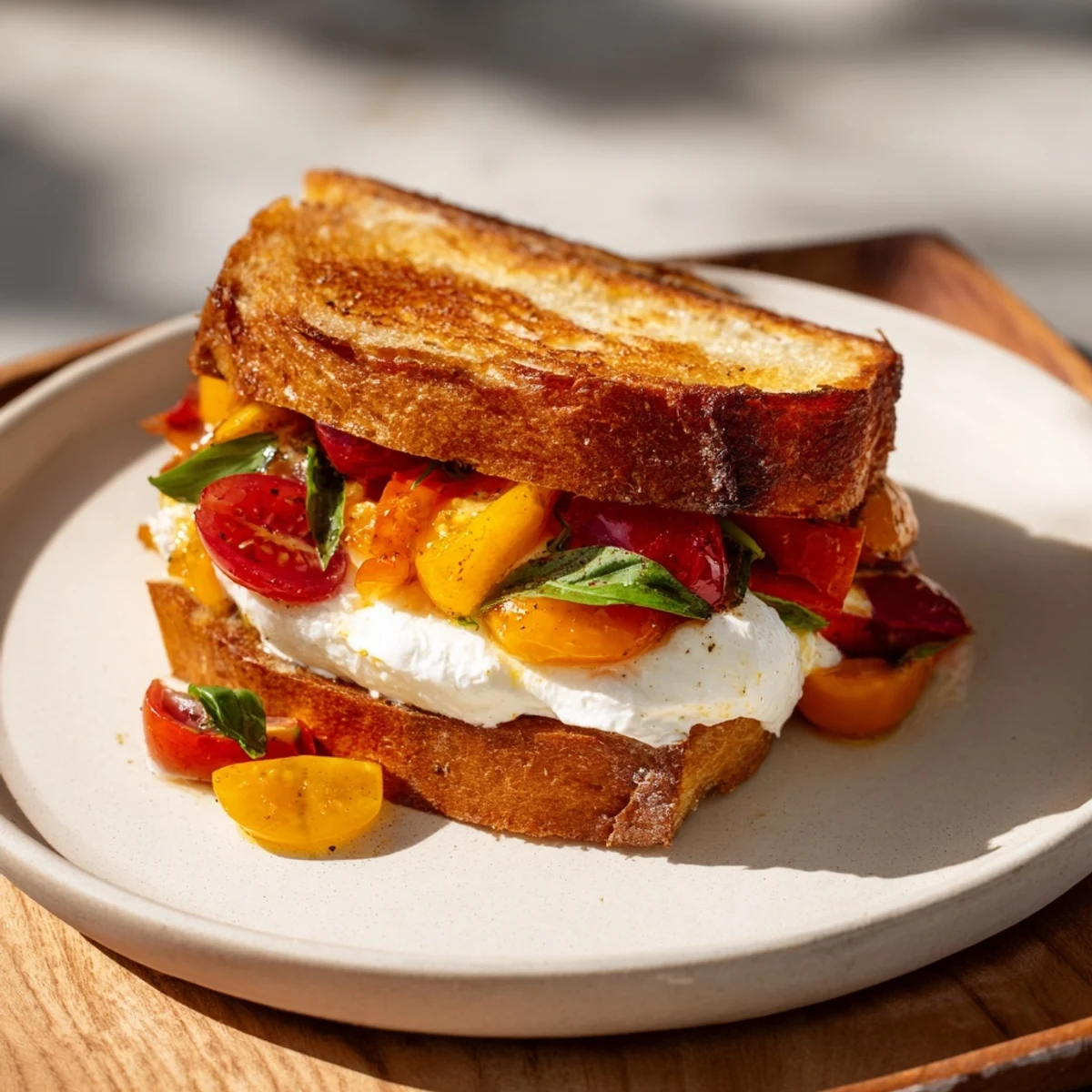 Tomato Basil Burrata Grilled Cheese