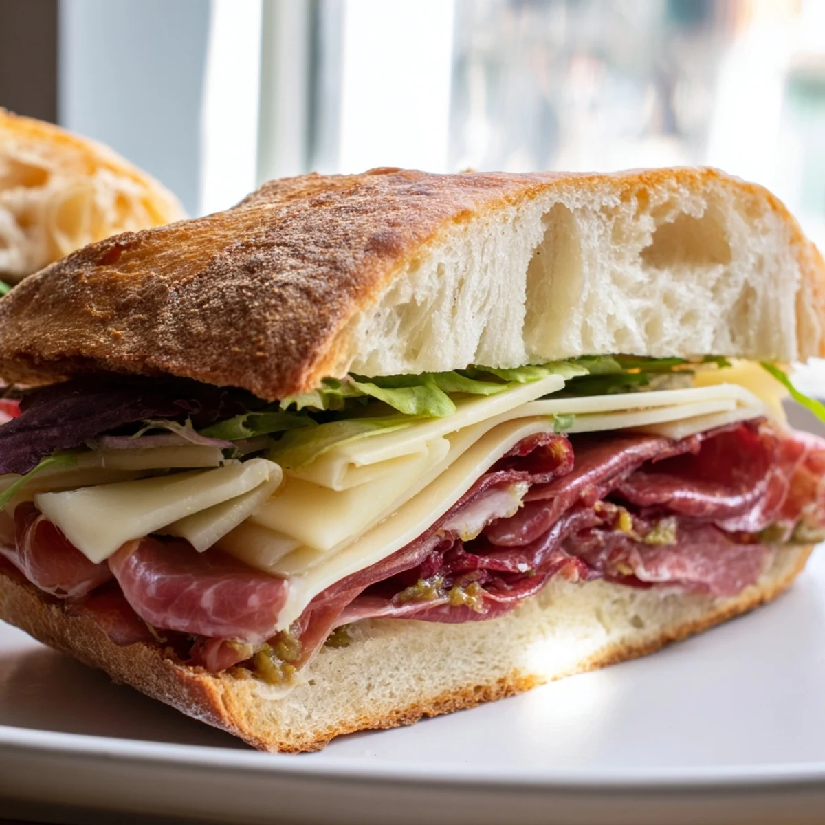 Golden Festin du Château Royal Sandwiches, layered with ham, brie, and fresh greens, perfect for a feast!