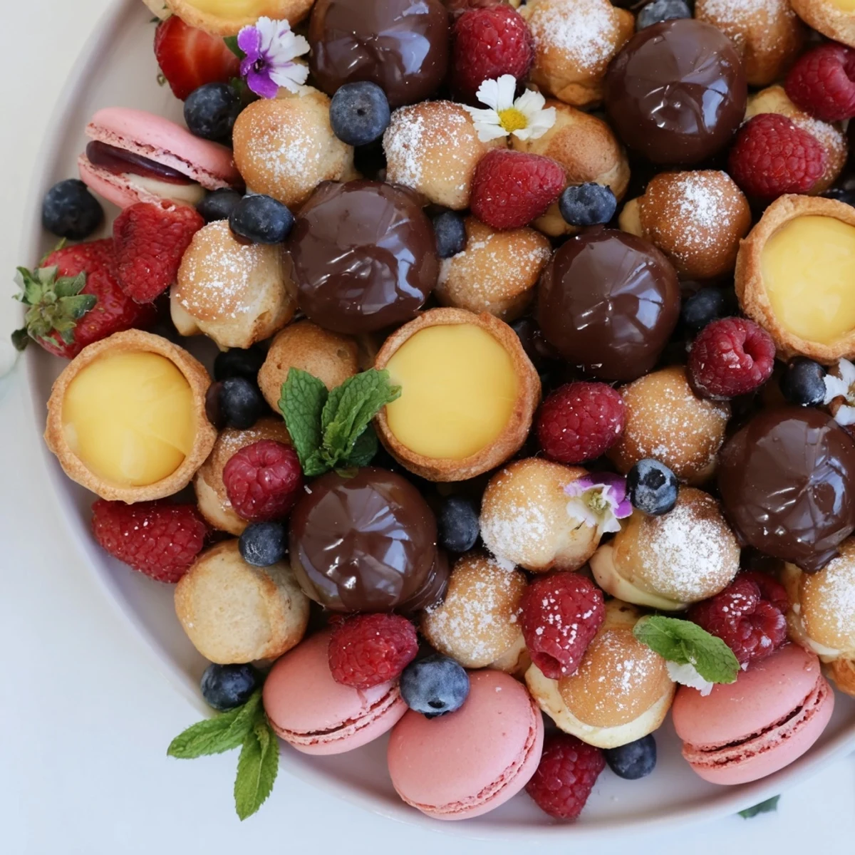 Imagine the delight: a carefully arranged Montgolfière dessert platter with varied textures and sweet flavors.