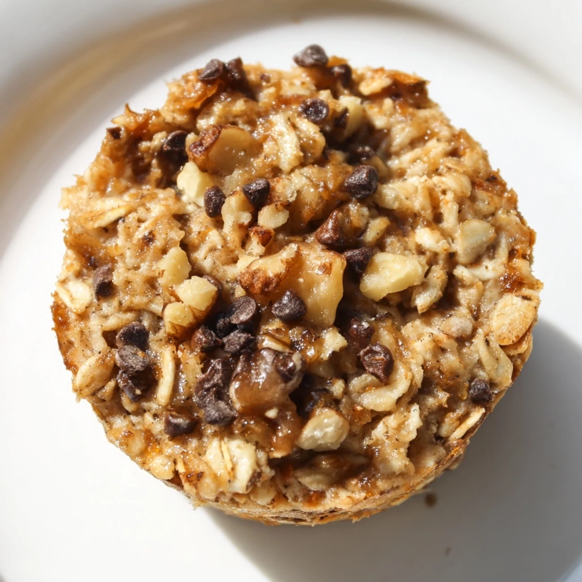 Golden-brown baked oatmeal cups with berries overflowing, perfect for a grab-and-go breakfast.