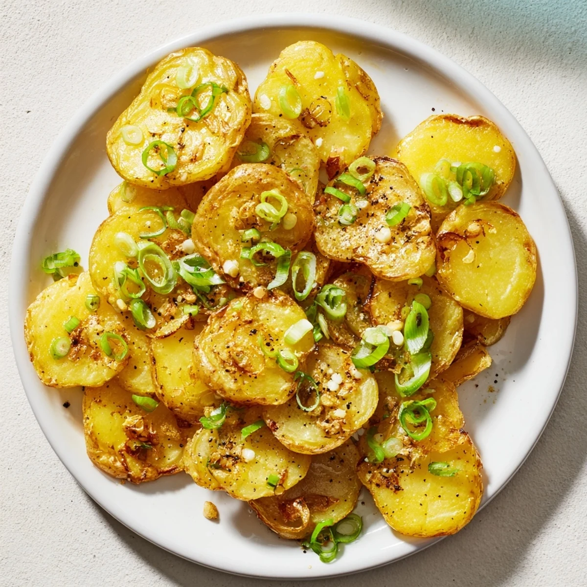Golden-brown Smashed Green Onion Potato Bombs sizzling on a baking sheet, ready to be devoured.