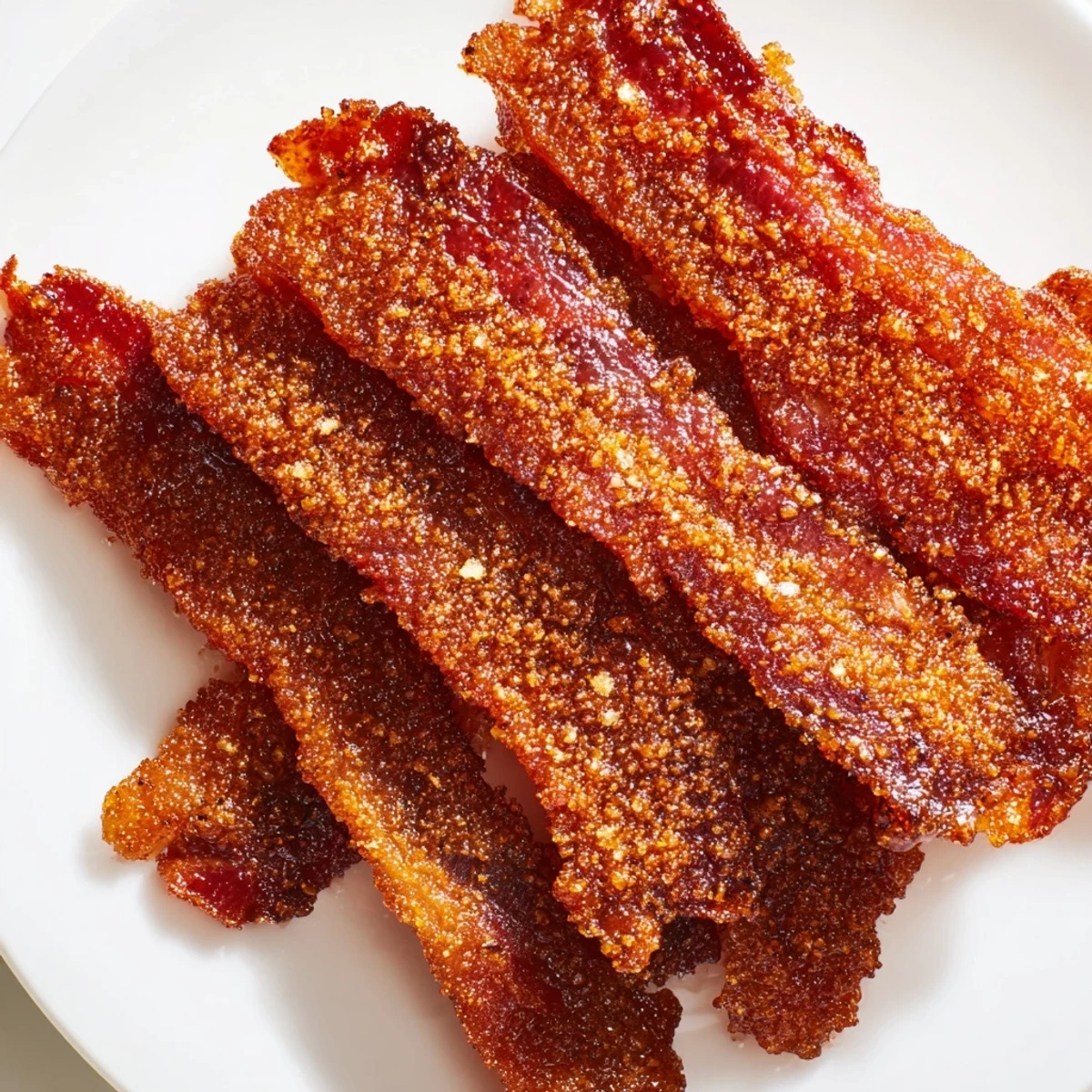 Crispy Snoop Dogg Billionaire Bacon, glistening with caramelized brown sugar and spices, ready to enjoy.