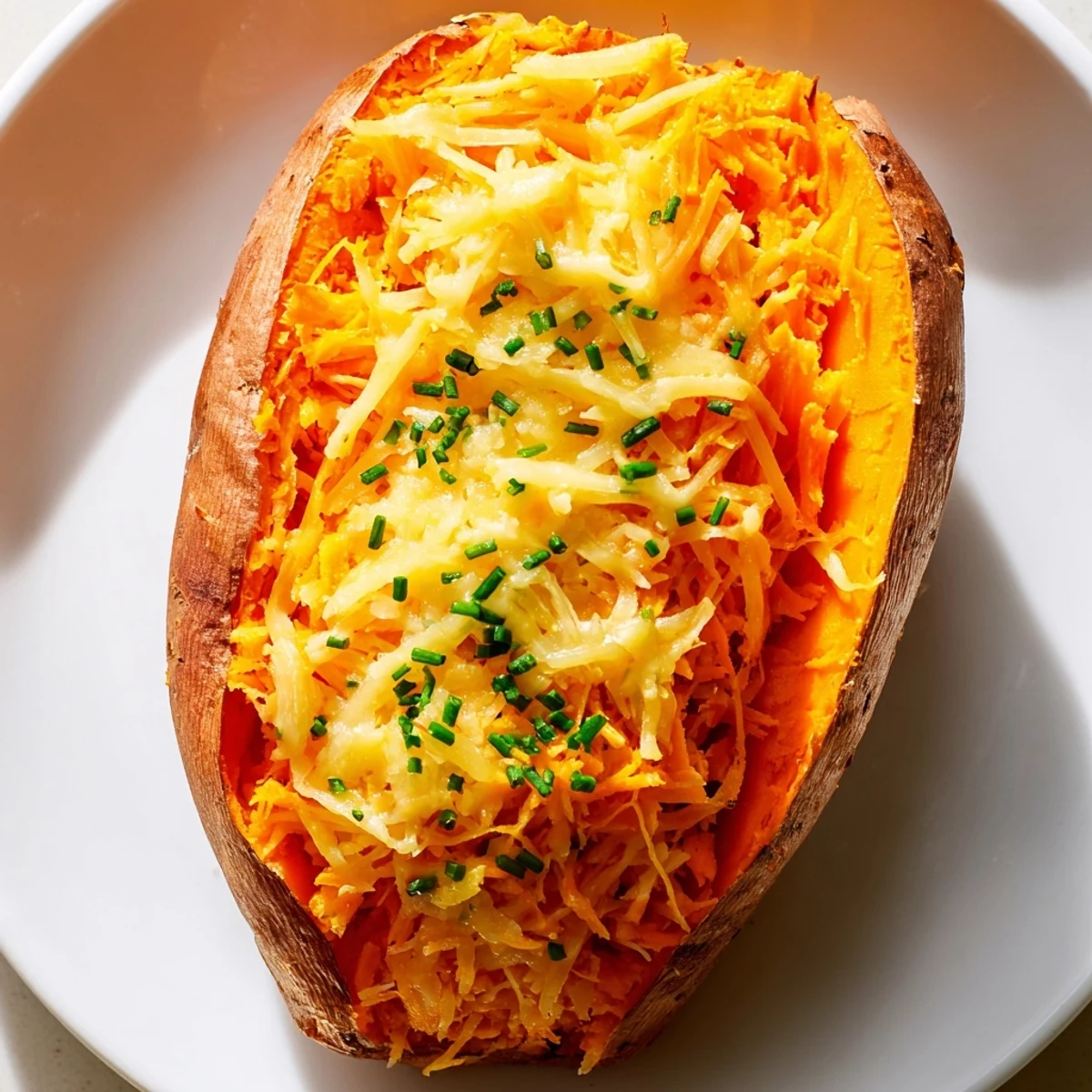 Golden, bubbly melted cheese overflows from these savory Sweet Potato & Cheese Whole Roasts.