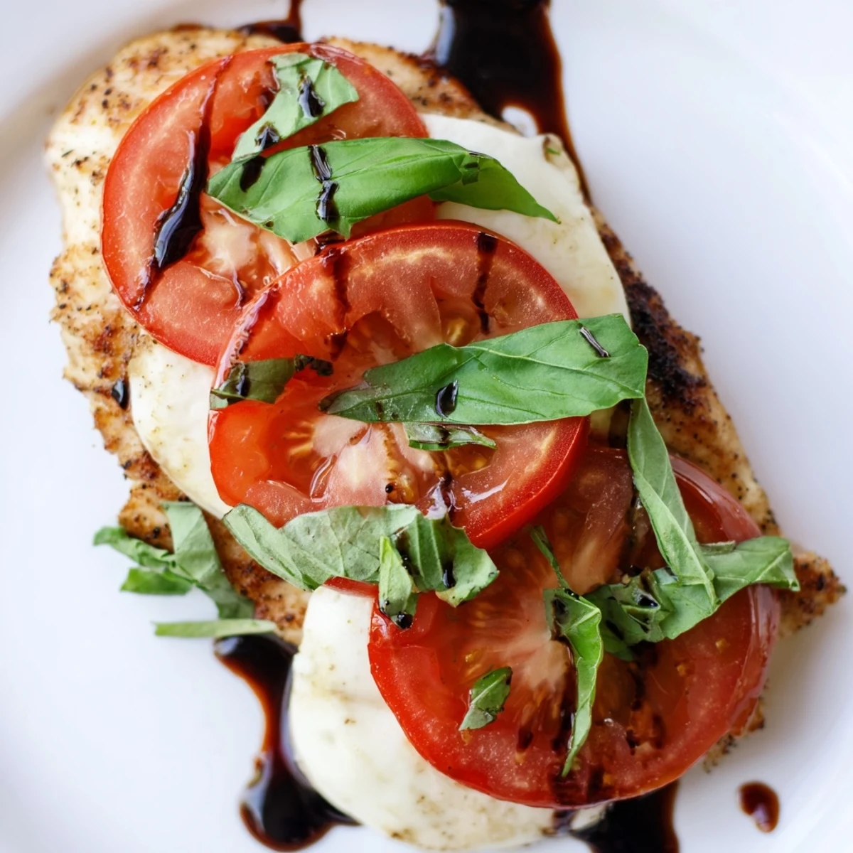Sizzling Caprese Chicken Skillet served with melted mozzarella and fresh basil leaves.