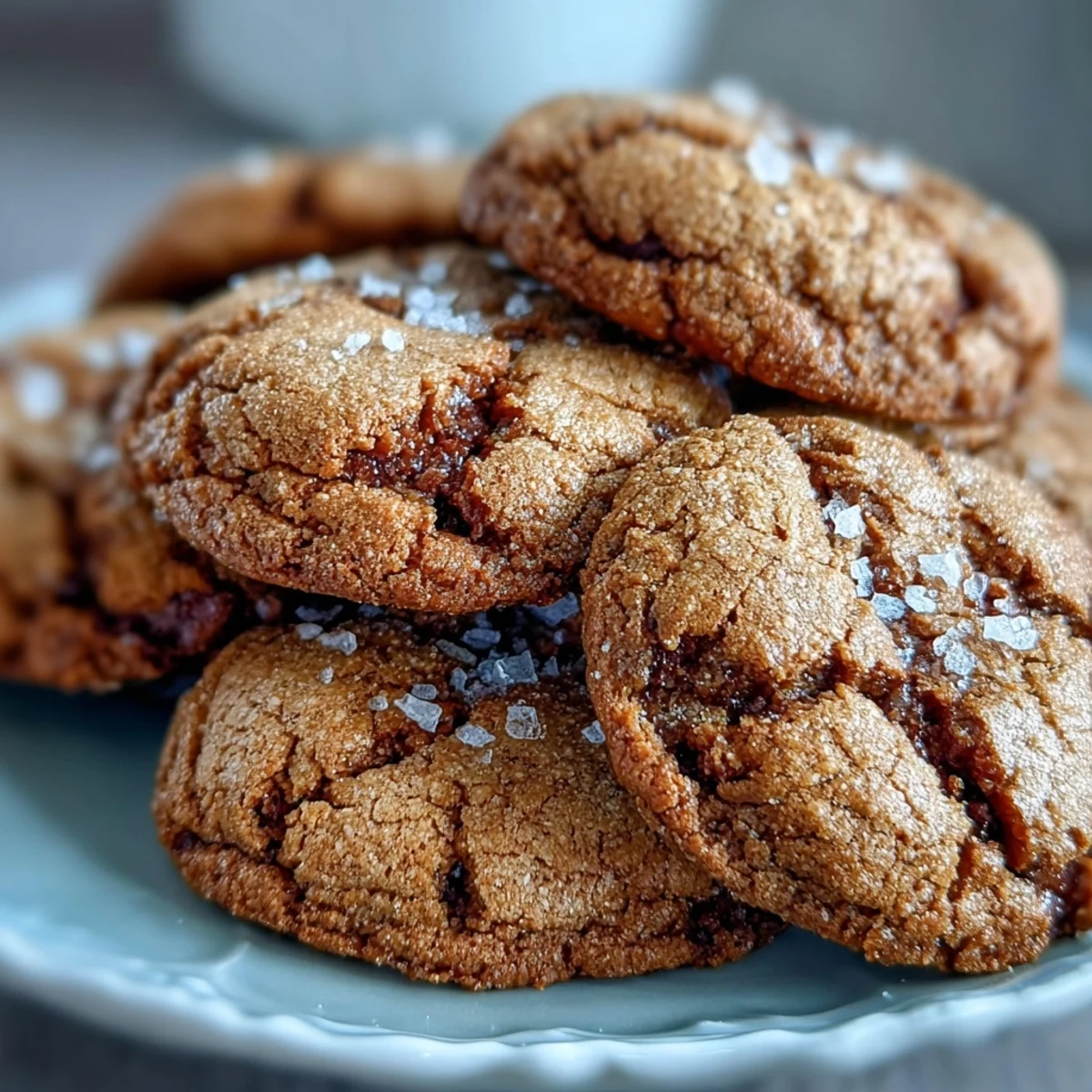 Golden-edged Hojicha Brown Butter Cookies on parchment paper, showcasing roasted tea powder and rich caramelized butter.