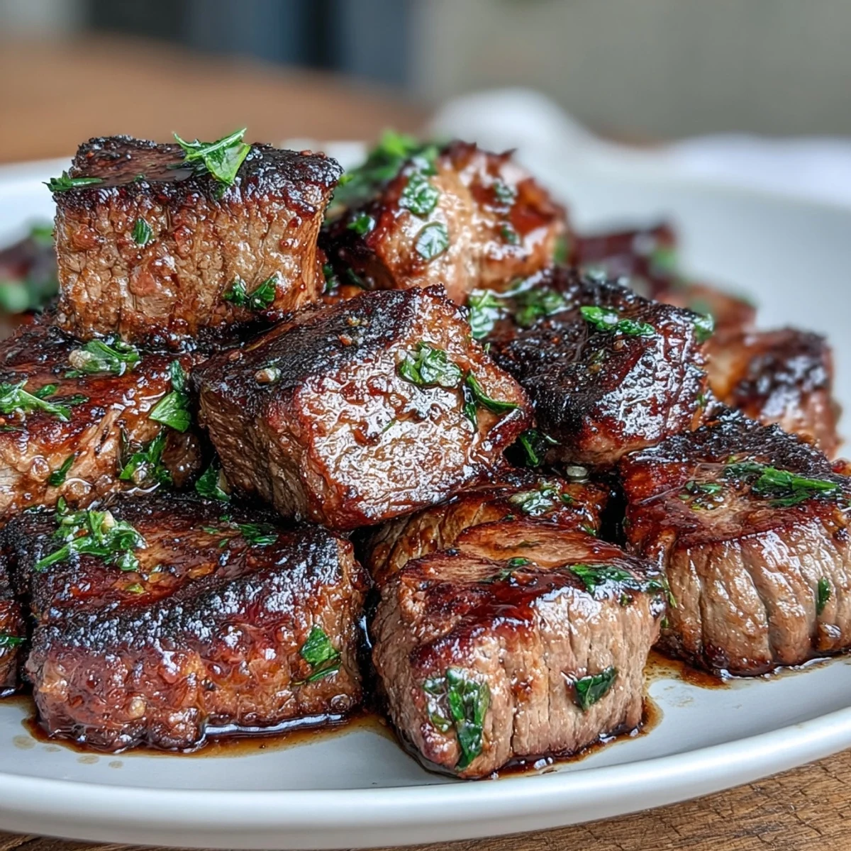 Tender sirloin steak cubes seared and tossed in garlic butter, served with golden almond-crusted avocado fries and lemon-dressed zucchini ribbons.