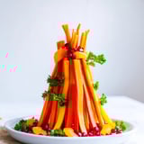 The edible Bonfire Warmth Centerpiece, featuring Mandarin segments, creates a visually stunning appetizer.