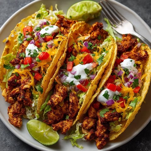 Golden, juicy Quick Chicken Tacos sizzling in a pan, ready to fill tortillas.