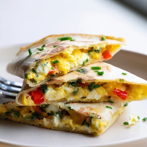 Golden Ricotta Cheddar Breakfast Quesadilla sizzling in a pan, cheese bubbling deliciously.