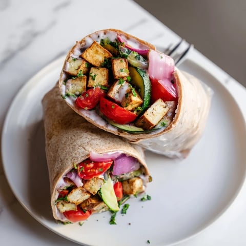 Vegan Viral Recipe Re-make featuring roasted tofu, vibrant veggies, and drizzled tahini sauce.  