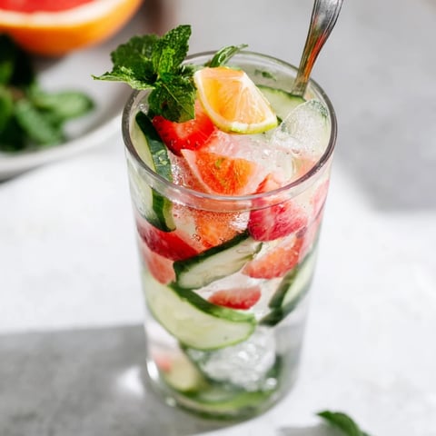 Refreshing Water-Based Mocktails with fresh fruit and mint for a vibrant summer drink.  