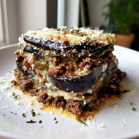 Golden, bubbling moussaka with layers of tender eggplant, rich beef, and creamy béchamel sauce.