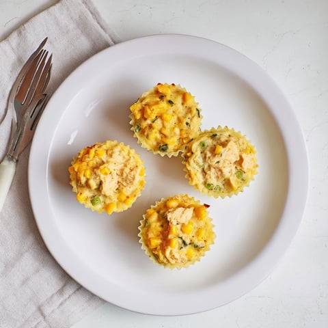 Golden-brown Mini Chicken Pot Pie Cornbread Muffins, warm and savory, ready to be enjoyed.
