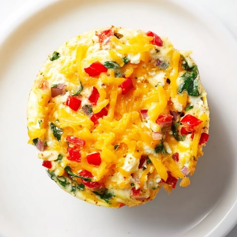 Golden-brown Easy Christmas Morning Egg Muffins, fluffy with cheese and colorful veggies, ready to serve warm.