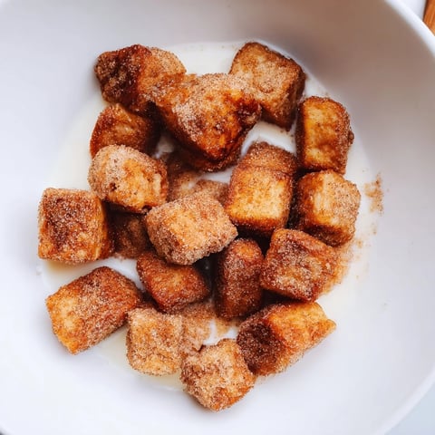 Golden, crispy French Toast Cereal, perfect for a quick breakfast with a sweet cinnamon-sugar coating.