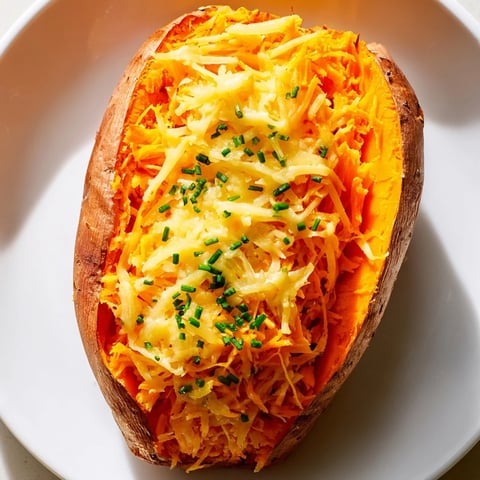 Golden, bubbly melted cheese overflows from these savory Sweet Potato & Cheese Whole Roasts.