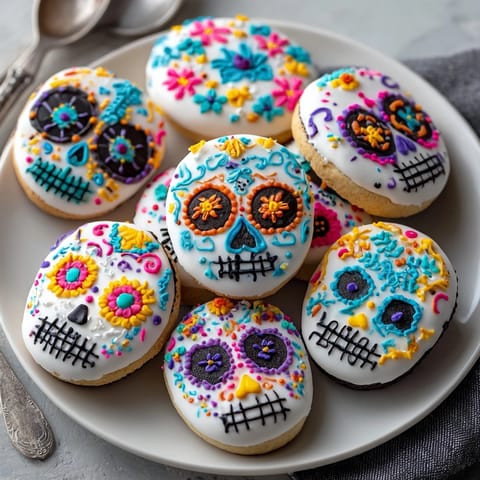 Handmade Sugar Skull Oreos, festive and sweet: a fun Día de los Muertos treat.