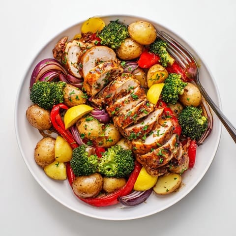 Easy Lazy Gourmet Chicken & Vegetable One-Pot, featuring tender chicken and fresh vegetables.  