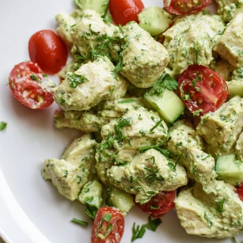 Warm grilled chicken meets cool veggies tossed in creamy dressing, making Avocado Ranch Chicken Salad ideal for easy lunches or light dinners.  