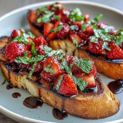 Fresh Strawberry Bruschetta Mint