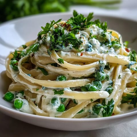 Creamy lemon ricotta linguine with peas, fresh parsley, and Parmesan, a bright spring pasta dish perfect for vegetarian dinners.
