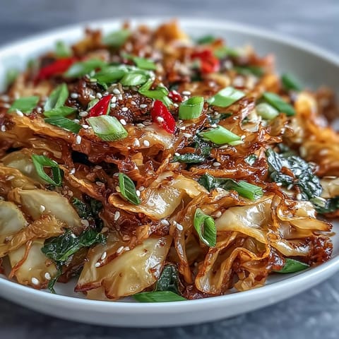 Spicy cabbage stir fry with vibrant green cabbage, garlic, and chili, sizzling in a hot wok for a quick and flavorful meal.