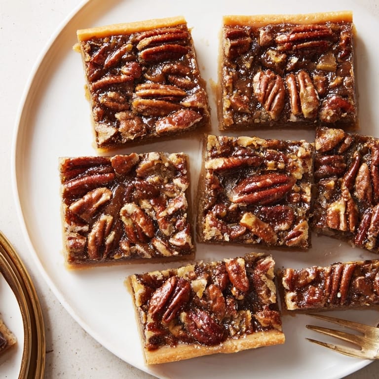 Warm, gooey Pecan Pie Bars baking in the oven, filling the kitchen with nutty aromas.