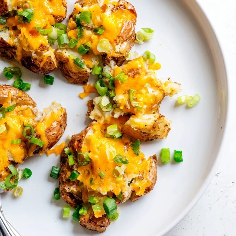 Hot and crispy smashed green onion potato bombs, perfect for serving as a delicious appetizer.