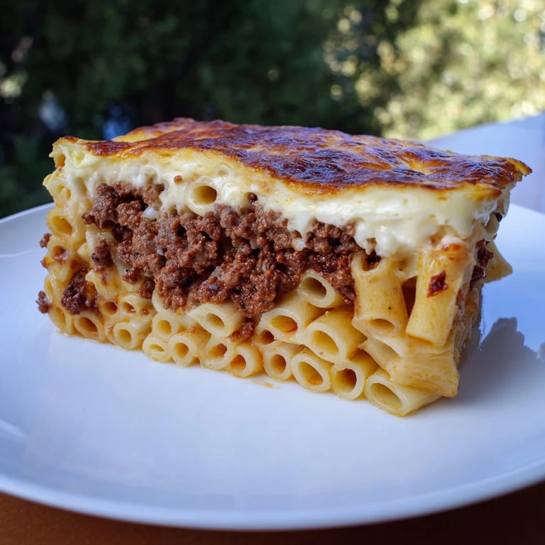 Savory layers of tender pasta, spiced meat, and creamy béchamel in this authentic Pastitsio recipe.