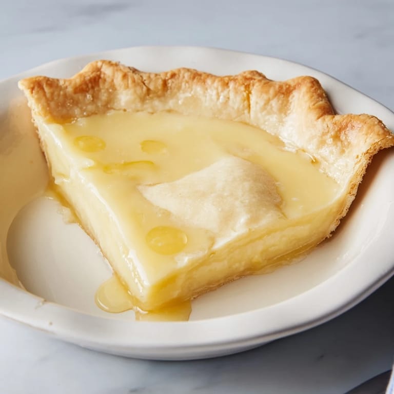 Close-up of a delightful Water Pie, a vintage American dessert, served chilled and delicious.