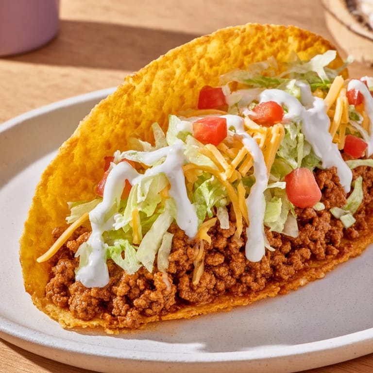 Close-up of a loaded Cheesy Gordita Crunch Taco: a delicious, satisfying Tex-Mex meal at home.