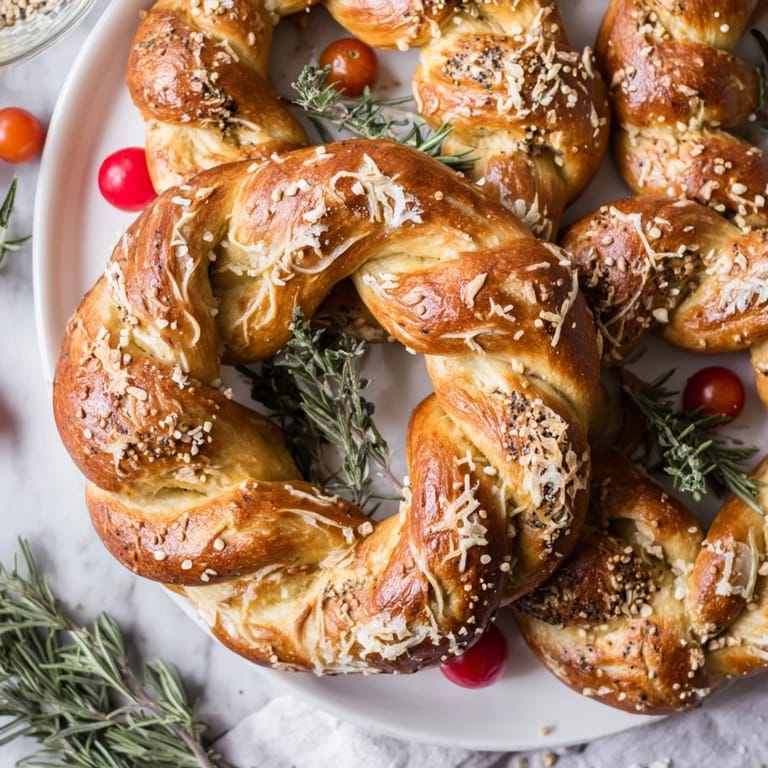 A close-up view of the deliciously salted Budget Holiday Pretzel Wreath, perfect for sharing at parties.