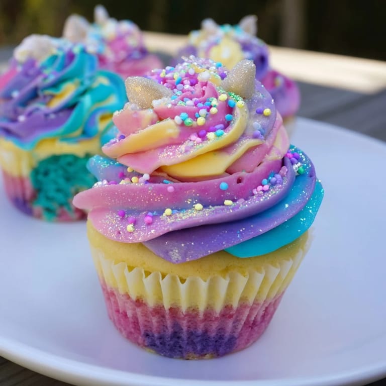 Vibrant photo of a Magical Unicorn Dessert Table showcasing a whimsical collection of desserts and decorations.