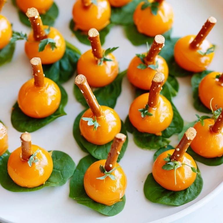 Close-up of a playful Pumpkin Patch Grid serving platter with cheese “pumpkins” and pretzel stems.