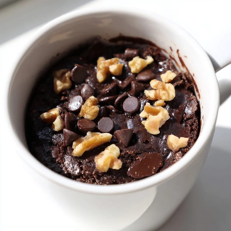 Steam rising from a luscious, homemade Mug Brownie, made in under three minutes flat.