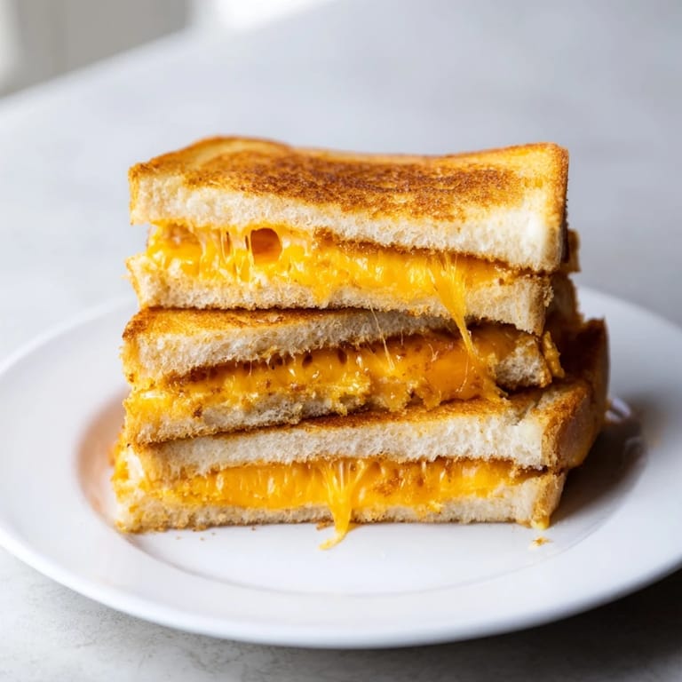This simple mayo grilled cheese offers a crispy crust and warm, gooey, cheesy center.