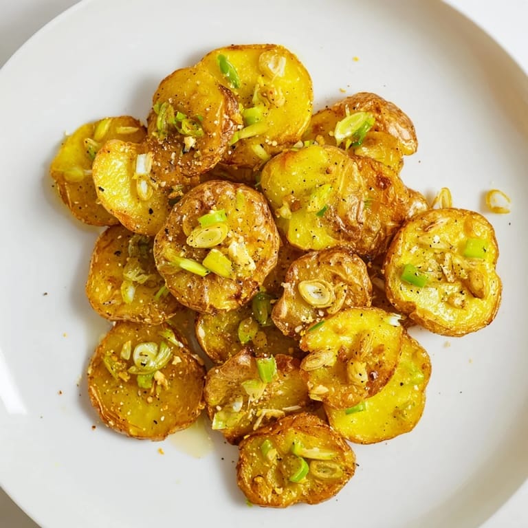 Close-up of freshly baked Smashed Green Onion Potato Bombs, showcasing the flavorful scallion oil glaze.