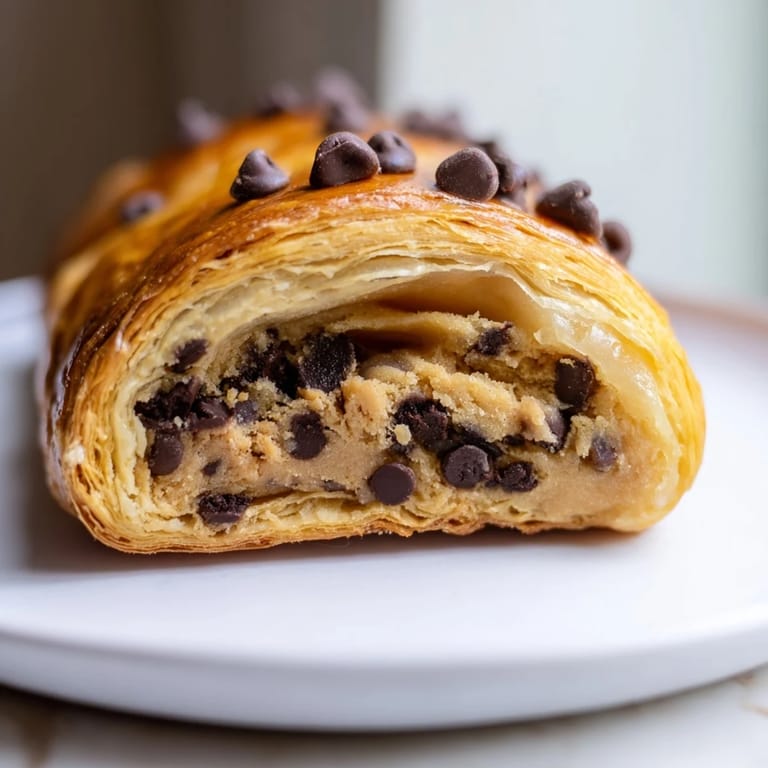 Warm and decadent Viral Crookie, revealing a delicious fusion of croissant and cookie textures.